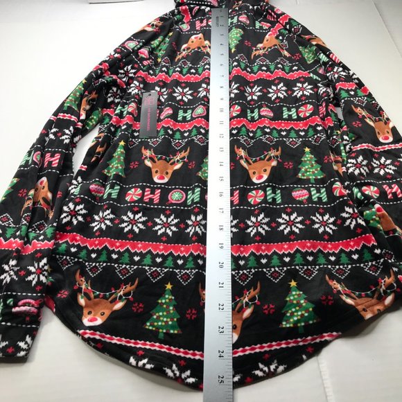 No Bo Junior's Christmas Plush Hooded Pullover Deer Ho Ho Size Sm 3-5 Black New - Picture 13 of 16
